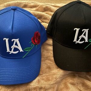 YoungLA LA Logo Hats in Blue and Black